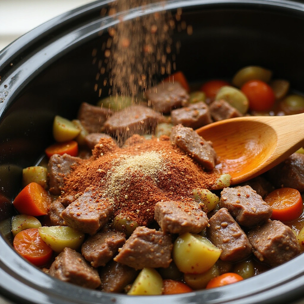 Beef Tips Crock Pot Recipes Rich Savory Step 5 Season the Mixture