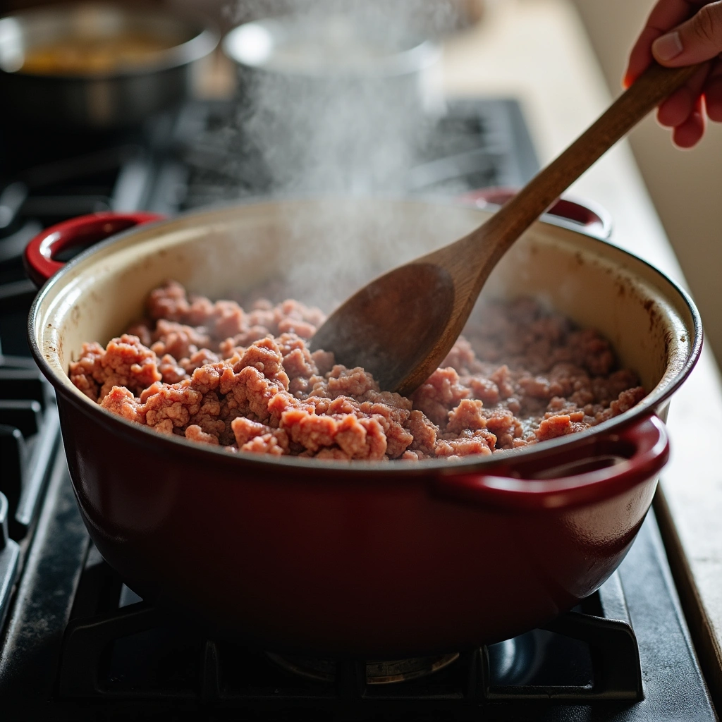 Goulash Recipes with Easy Ground Beef and Tomato Soup Step 2 Brown the Ground Beef