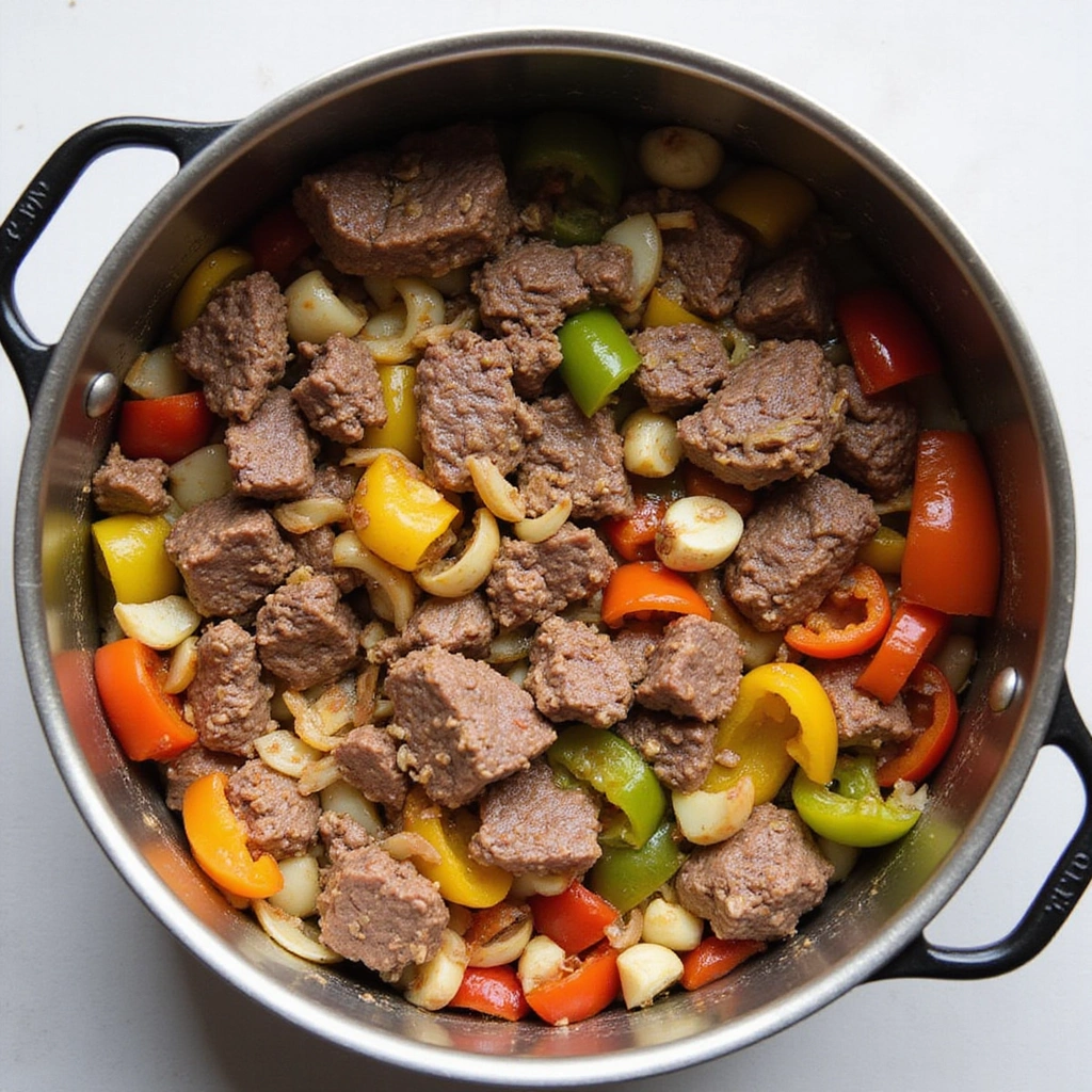 Goulash Recipes with Easy Ground Beef and Tomato Soup Step 4 Add Bell Peppers