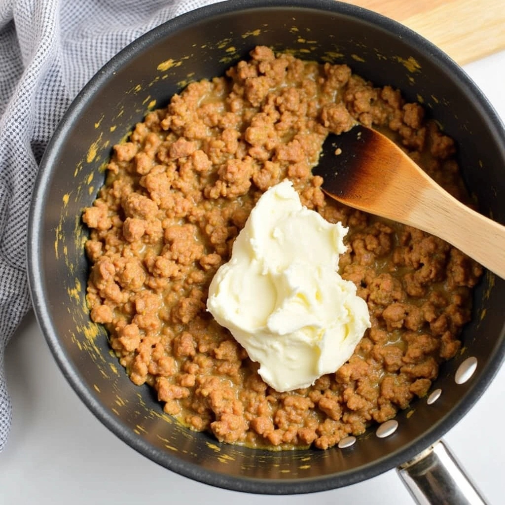 Ground Beef and Cream Cheese Recipes Quick Delicious Step 4 Mix in Cream Cheese
