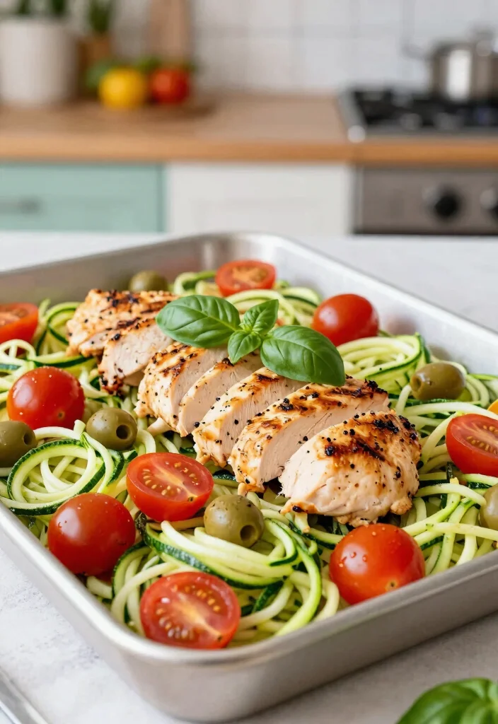 10 Keto Sheet Pan Recipes for Easy Weeknight Dinners 8. Mediterranean Zucchini Noodles with Chicken 0