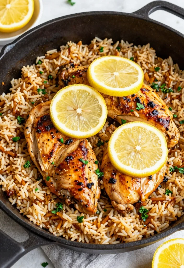 12 Easy Healthy Cooking Recipes for Busy Weeknights 5. One Pot Lemon Garlic Chicken and Rice 0