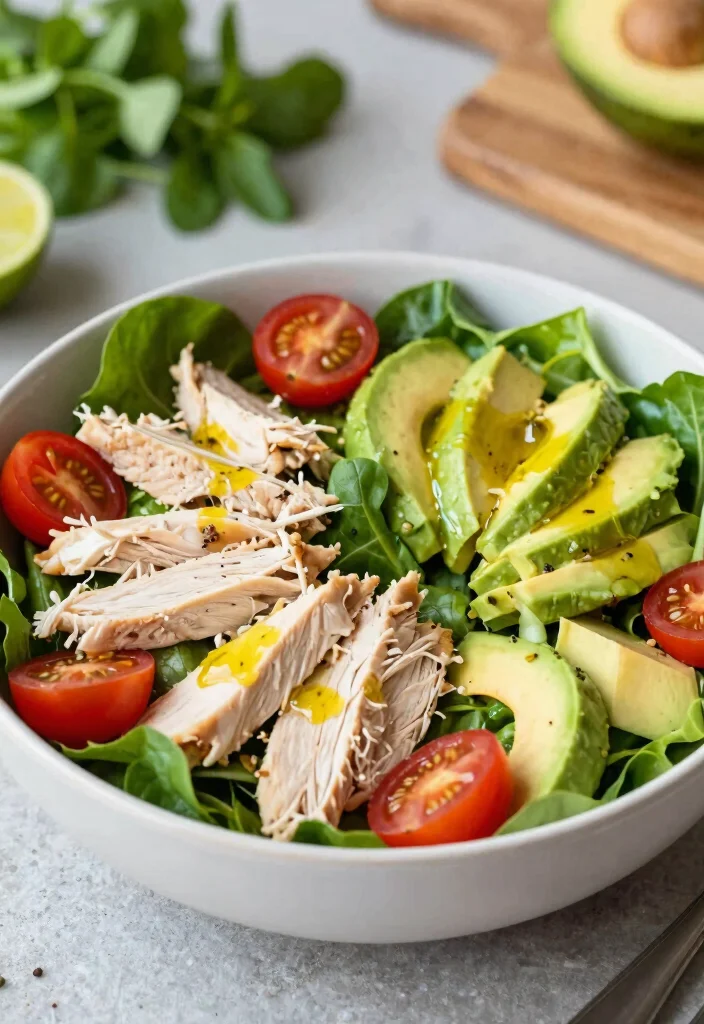 12 Low Carb Dinner Recipes for Light Filling Meals 5. Chicken Avocado Salad 0