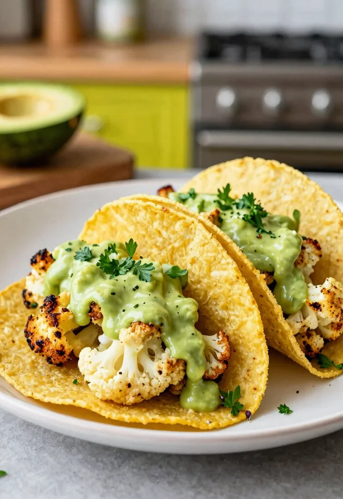 12 Pregnancy Dinner Recipes with Gentle Nutritious Ingredients 7. Cauliflower Tacos with Avocado Cream 0