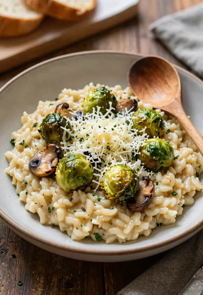 12 Vegan Brussels Sprout Recipes for Crispy Flavorful Meals 10. Brussels Sprouts and Mushroom Risotto 0
