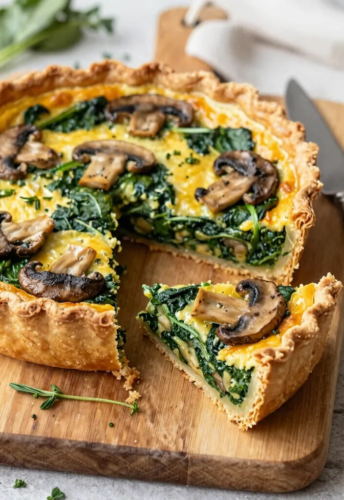12 Vegan Oyster Mushroom Recipes with Meaty Texture 5. Mushroom Spinach Quiche 0